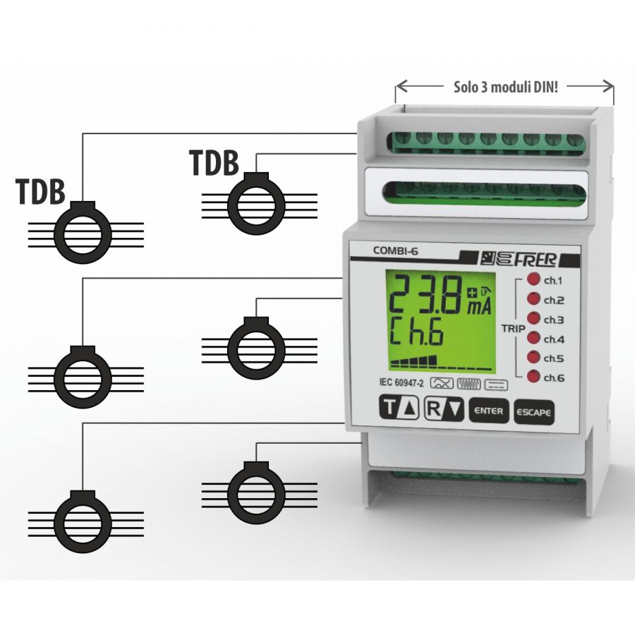 X52DB6 - COMBI-6 Type B MULTI-CHANNEL EARTH LEAKAGE RELAY